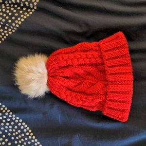 Kids red pompom winter hat, Gap Kids, size small